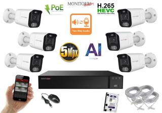 Monitorrs Security AI Aktív IP 6 kamerový set 5 Mpix WTube (6078K6) (Monitorrs Security)