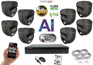 Monitorrs Security AI IP 2-8 kamerový set 5 Mpix GDome + Mic (6371AK8) (Monitorrs Security)