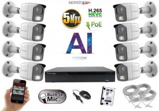 Monitorrs Security AI IP 2-8 kamerový set 5 Mpix WTube + Mic (6372AK8) (Monitorrs Security)