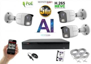 Monitorrs Security AI IP 3 kamerový set 5 Mpix WTube (6372K3) (Monitorrs Security)