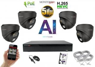 Monitorrs Security AI IP 4 kamerový set 5 Mpix GDome (6371K4) (Monitorrs Security)