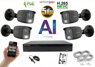 Monitorrs Security AI IP 4 kamerový set 5 Mpix GTube (6373K4) (Monitorrs Security)