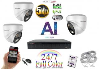 Monitorrs Security Full Color AI IP 3 kamerový set WDome (6022K3) (Monitorrs Security)