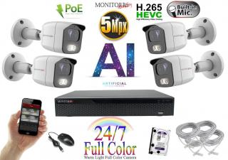 Monitorrs Security Full Color AI IP 4 kamerový set WTube (6021K4) (Monitorrs Security)