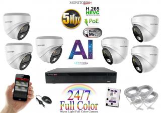 Monitorrs Security Full Color AI IP 6 kamerový set WDome (6022K6) (Monitorrs Security)