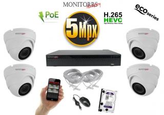 Monitorrs Security IP 4 kamerový set 5 Mpix WDome (6080K4) (Monitorrs Security)