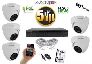 Monitorrs Security IP 5 kamerový set 5 Mpix WDome (6080K5) (Monitorrs Security)