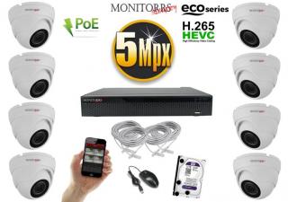 Monitorrs Security IP 8 kamerový set 5 Mpix WDome (6080K8) (Monitorrs Security)