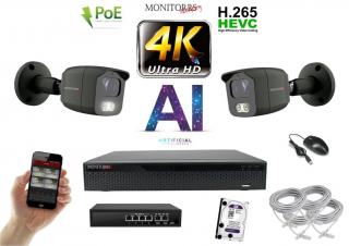 MS 4K IP 2 kamerový set so switchom 8 Mpix GTube (6379K2B)  (Monitorrs Security)