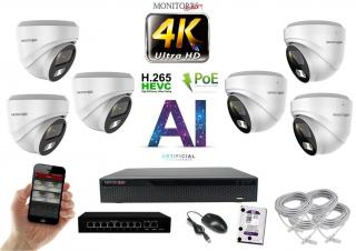 MS 4K IP 6 kamerový set so switchom 8 Mpix WDome (6376K6B)  (Monitorrs Security)