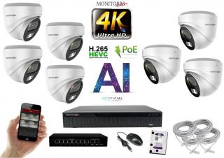 MS 4K IP 7 kamerový set so switchom 8 Mpix WDome (6376K7B)  (Monitorrs Security)