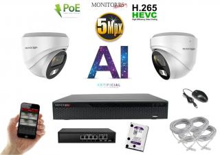 MS AI IP 2 kamerový set so switchom 5 Mpix WDome (6370K2B) (Monitorrs Security)