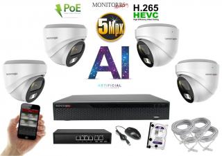 MS AI IP 4 kamerový set so switchom 5 Mpix WDome (6370K4B) (Monitorrs Security)