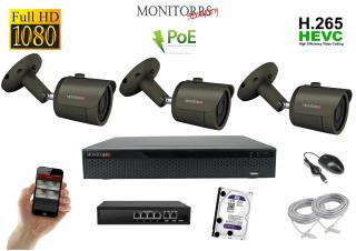 MS IP 3 kamerový set so switchom 2 Mpix GTube (6170K3B) (Monitorrs Security)