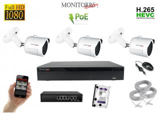 MS IP 3 kamerový set so switchom 2 Mpix WTube (6002K3B) (Monitorrs Security)