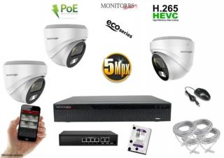 MS IP 3 kamerový set so switchom 5 Mpix WDome (6080K3B) (Monitorrs Security)