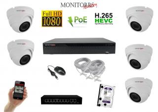 MS IP 5 kamerový set so switchom 2 Mpix WDome (6001K5B) (Monitorrs Security)