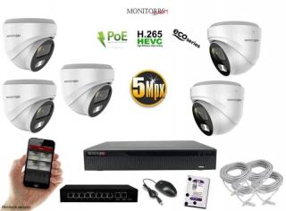 MS IP 5 kamerový set so switchom 5 Mpix WDome (6080K5B) (Monitorrs Security)