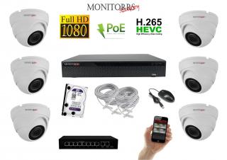 MS IP 6 kamerový set so switchom 2 Mpix WDome (6001K6B) (Monitorrs Security)