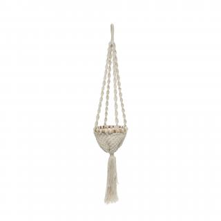 BAZAR BIZAR The Twisted Macrame Plant Holder - Natural White - S závesná dekorácia