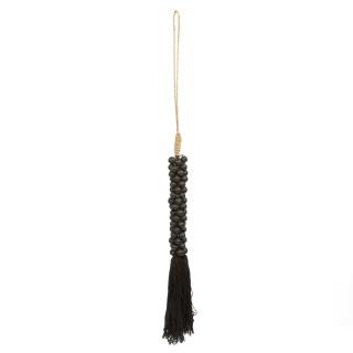 BAZAR BIZAR The Wooden Beads with Cotton Tassel - Black závesná dekorácia