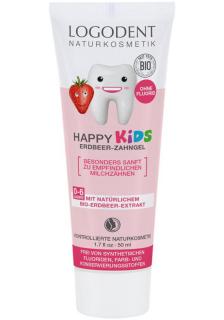 Detský zubný gél HAPPY KIDS jahoda 50ml (Pre citlivé ďasná a, napomáha predísť in­fekciám)