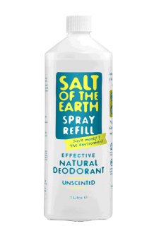 Sprejový dezodorant Salt of the Earth bez vône - náhradná náplň 1L (Môže sa použiť na celé telo i chodidlá)