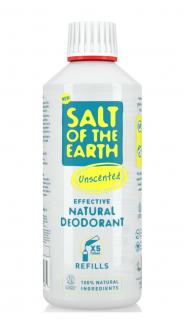 Sprejový dezodorant Salt of the Earth bez vône - náhradná náplň 500ml (Obsahuje Aloe Vera a extrakty zo zimolezu, ktoré zvlhčujú pokožku)