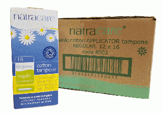 Tampóny Regular s aplikátorom - kartón 12ks (Ekologické tampóny z certifikovanej biobavlny)
