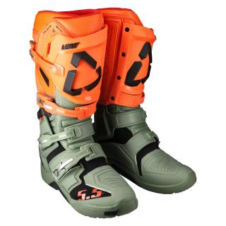 LEATT cross čižmy, model 5.5 Flexlock, zeleno-oranžové