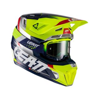 LEATT prilba, model 7.5 V22, žlto fluo-modro-biela +okuliare