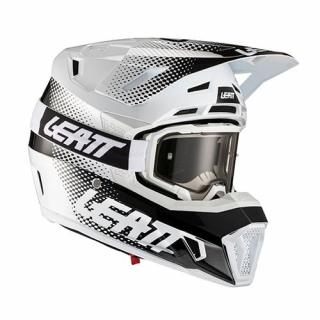 LEATT prilba, model moto 7.5 V21.1, bielo-čierna + okuliare