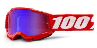 Detské motokrosové okuliare 100% Accuri 2 USA červené so zrkadlovo červeno-modrým plexi
