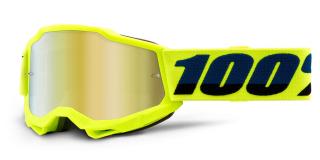 Detské motokrosové okuliare 100% Accuri 2 USA žlté so zrkadlovo zlatým plexi