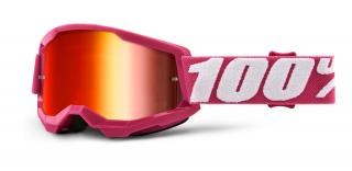 Detské motokrosové okuliare 100% Strata 2 Fletcher so zrkadlovým červeným plexi