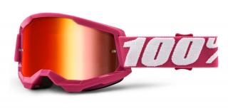 Motokrosové okuliare 100% Strata 2 Fletcher so zrkadlovo červeným plexi