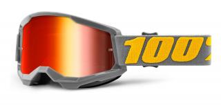 Motokrosové okuliare 100% Strata 2 Izipíziu so zrkadlovým červeným plexi