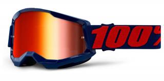 Motokrosové okuliare 100% Strata 2 Masego so zrkadlovým červeným plexi
