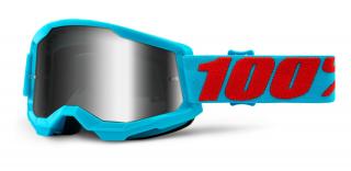 Motokrosové okuliare 100% Strata 2 Summit so zrkadlovo strieborným plexi
