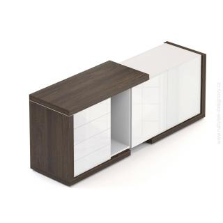 Komoda SOLID pre manažérsky oporný stôl, s dvoma dverami a zásuvkami 170cm (Komoda SOLID pre manažérsky oporný stôl, s dvoma dverami, 4 zásuvky, dĺžka 170cm, hĺbka 50cm)