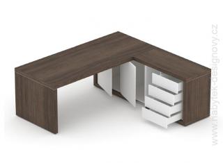 Manažérska zostava stola s komodou SOLID Z7, voliteľná dĺžka stola 160/180/200cm (Manažérska zostava SOLID Z7, stôl s komodou, voliteľná dĺžka stola 160/180/200cm)