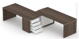 Manažérska zostava stolov s komodou SOLID Z10, voliteľná dĺžka oboch stolov (Manažérska zostava SOLID Z10, stoly s komodou, voliteľná dĺžka oboch stolov 160/180/200cm)