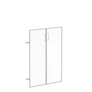 Sklenené dvere v AL ráme, výška 105,2cm, šírka 78,6/118,6cm, (Sklenené dvere v hliníkovom ráme pre skriňu s 3 policami)