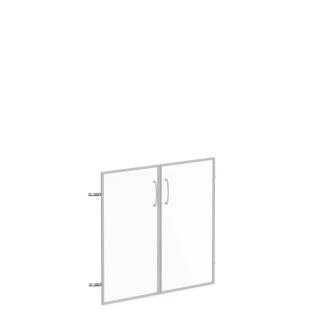 Sklenené dvere v AL ráme, výška 33,7cm, šírka 78,6/118,6cm (Sklenené dvere v hliníkovom ráme pre jednopolicovú skriňu)