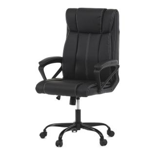 Atraktívna kancelárska stolička, čierna ekokoža, kovový kríž