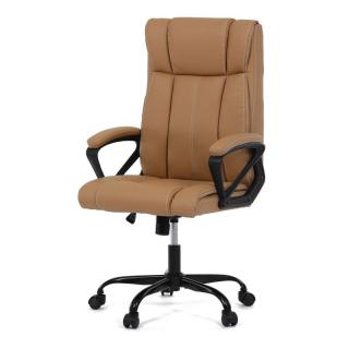 Atraktívna kancelárska stolička, krémová ekokoža, kovový kríž ()