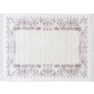 Atraktívny koberec krémovohnedý so vzorom a strapcami, 80x150