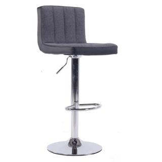 Barová stolička potiahnutá sivou látkou a čiernou ekokožou