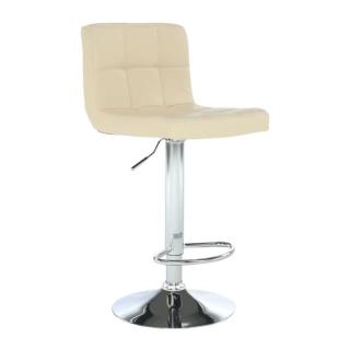 Barová stolička s opierkou béžová ekokoža/chróm (k175172)