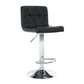 Barová stolička s opierkou čierna ekokoža/chróm (k175173)